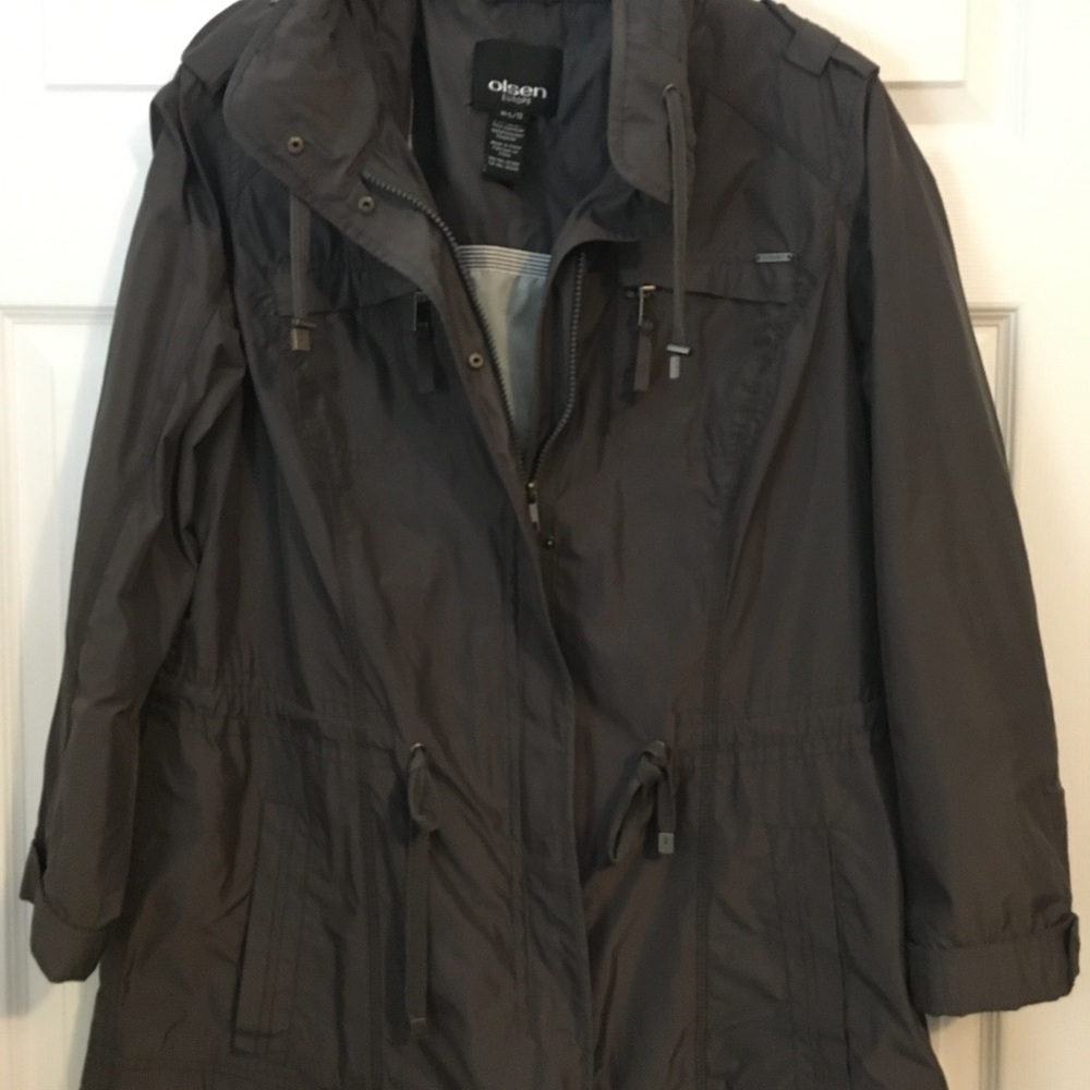 Sigrid Olsen Gray Jacket Weather-Resistant Mid-Length